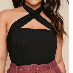 Criss cross neck tube top
